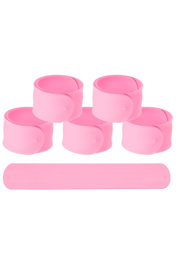 Slap Bracelets, Silicone Charm Bracelets Snap Band - 6Pcs Fitting for (Birthday Holiday Exchanging Gifts Party Favors Crafts Project DIY Prizes) 8.5" & Pink