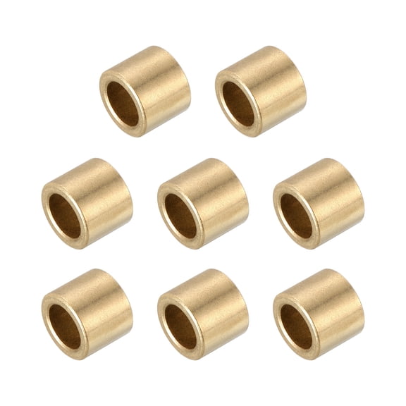 Uxcell Sleeve Bearings,4mm Bore x 8mm OD x 10mm Length Self-Lubricating Cast Brass Bushing Plain Shaft Bearings for Sliding Movements Parts of Machinery(Gold Tone, Pack of 8)