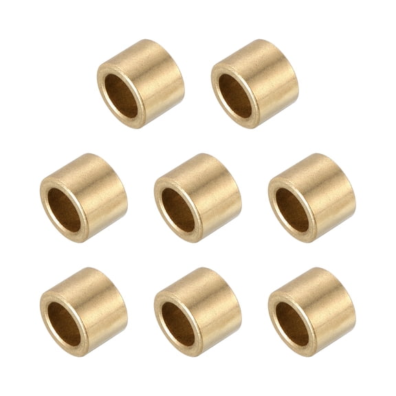 Uxcell Sleeve Bearings,4mm Bore x 8mm OD x 6mm Length Self-Lubricating Cast Brass Bushing Plain Shaft Bearings for Sliding Movements Parts of Machinery(Gold Tone, Pack of 8)