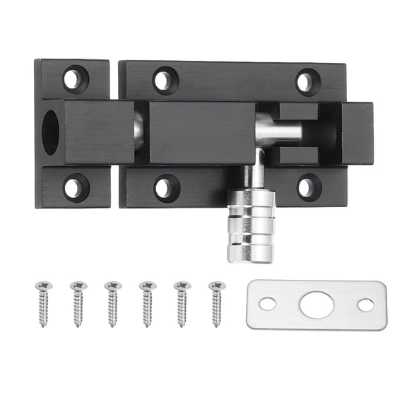 Uxcell Slide Lock, (2.17", Black), Barrel Bolt Latch Security Sliding Bolt Gate Latch Lock Hardware with Screws, Suit for Window/Cabinet/Fence/Shed/Barn/Garden