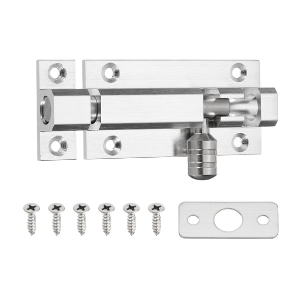 Uxcell Slide Lock, (3.62", Silver), Barrel Bolt Latch Security Sliding Bolt Gate Latch Lock Hardware with Screws, Suit for Window/Cabinet/Fence/Shed/Barn/Garden