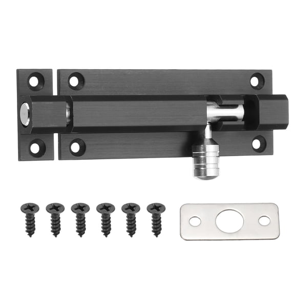 Uxcell Slide Lock, (4.65", Black), Barrel Bolt Latch Security Sliding Bolt Gate Latch Lock Hardware with Screws, Suit for Window/Cabinet/Fence/Shed/Barn/Garden