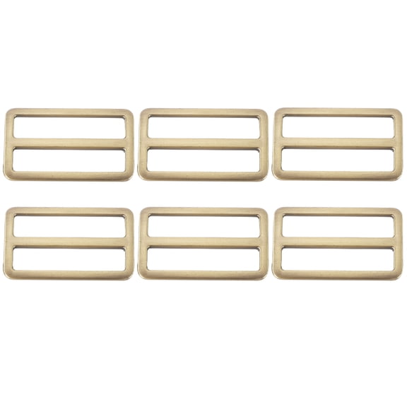 Uxcell Slide Tri-Glide Buckle, 1-1/2"Metal Adjustable Slide Rectangle Adjuster Suspender Webbing Strap Slider - Fitting for (Purse Bag Hardware Making Replacement Keeper) 6 Pcs & Brass