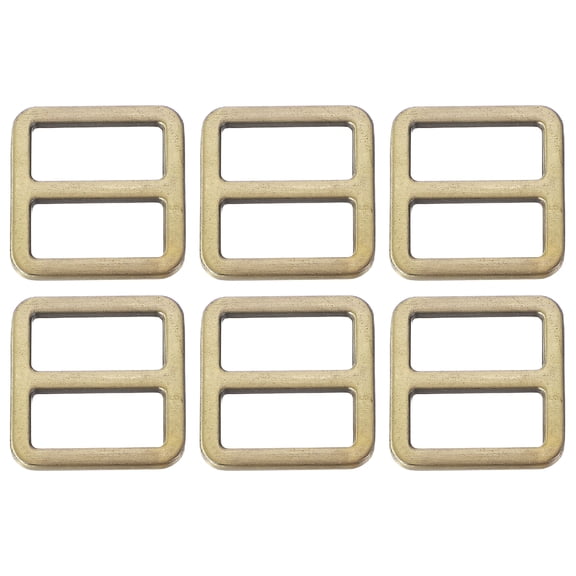 Uxcell Slide Tri-Glide Buckle, 3/4"Metal Adjustable Slide Rectangle Adjuster Suspender Webbing Strap Slider - Fitting for (Purse Bag Hardware Making Replacement Keeper) 6 Pcs & Brass