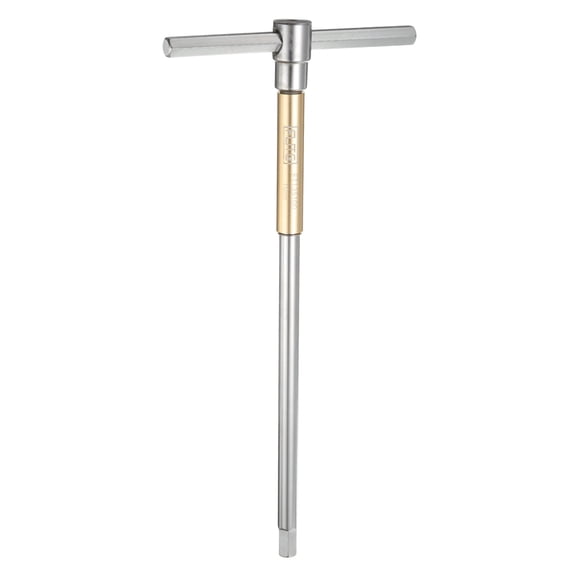 Uxcell Sliding T-Handle Hex Key Wrench 10mm 3-Way Free Sliding Handle, Yellow Silver