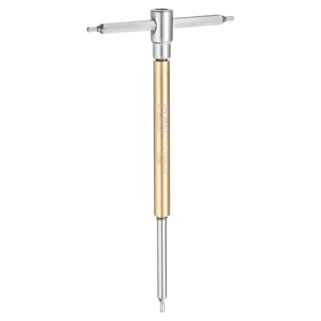 Uxcell Sliding T-Handle Hex Key Wrench 2mm 3-Way Free Sliding Handle, Yellow Silver
