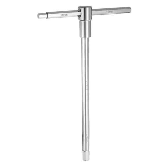 Uxcell Sliding T-Handle Hex Key Wrench 8/10/12mm 3-Way Free Sliding Handle, Silver