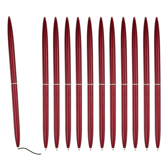 Uxcell Slim Metal Ballpoint Pen, 12Pcs Black Ink 1mm Medium Point Pen Metallic Retractable Lightweight Smooth Writing Pens for Business Office Wedding Guest Book, Wine Red