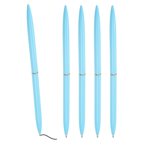 Uxcell Slim Metal Ballpoint Pen, 5Pcs Black Ink 1mm Medium Point Pen Metallic Retractable Lightweight Smooth Writing Pens for Business Office Wedding Guest Book, Blue