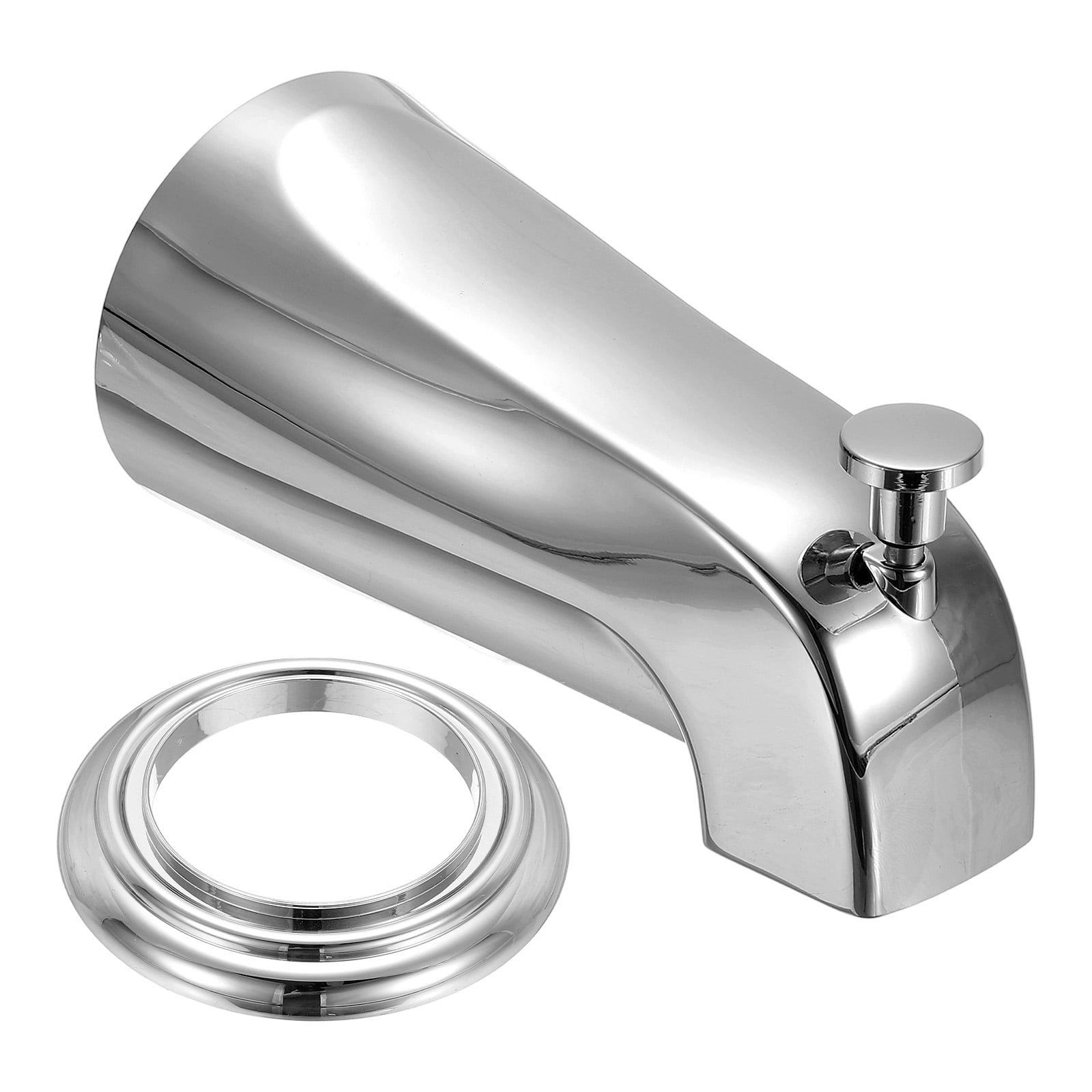 Uxcell Slip on Diverter Tub Spout, Zinc Alloy Bath Spout Bathtub Faucet with Pull-Up Diverter Faucet Cover for 1/2 Inch Water Tub for Bathroom Kitchen, Silver