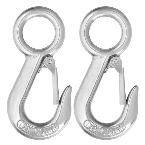 Uxcell Slip Hooks, 2 Pack 304 Stainless Steel Chain Grab Hooks, 1102 lbs Capacity Eye Lifting Hook Round Fast Eye Safety Snap Hook for Truck Trailer Fishing Boat Crane