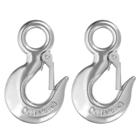 Uxcell Slip Hooks, 2 Pack 304 Stainless Steel Chain Grab Hooks, 1653 lbs Capacity Eye Lifting Hook Round Fast Eye Safety Snap Hook for Truck Trailer Fishing Boat Crane