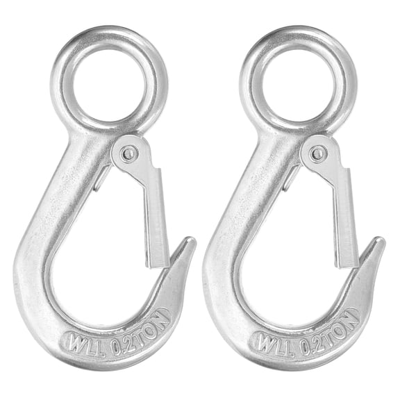 Uxcell Slip Hooks, 2 Pack 304 Stainless Steel Chain Grab Hooks, 441 lbs Capacity Eye Lifting Hook Round Fast Eye Safety Snap Hook for Truck Trailer Fishing Boat Crane