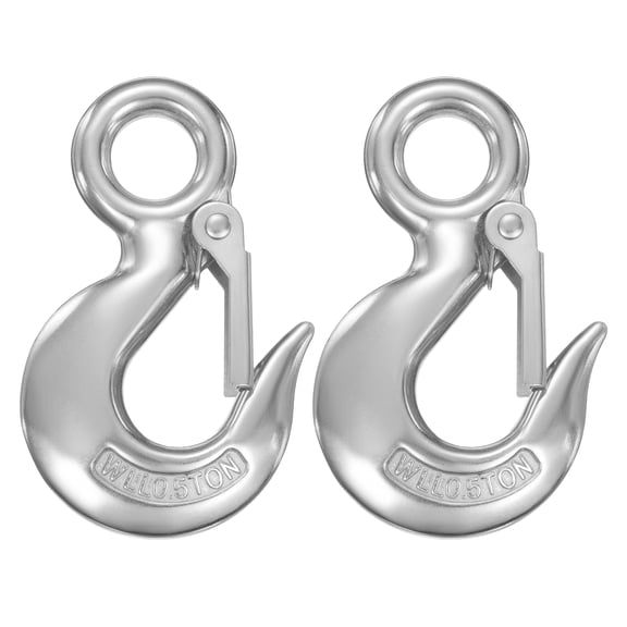 Uxcell Slip Hooks, 2 Pack 316 Stainless Steel Chain Grab Hooks, 1102 lbs Capacity Eye Lifting Hook Round Fast Eye Safety Snap Hook for Truck Trailer Fishing Boat Crane