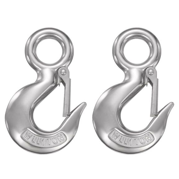 Uxcell Slip Hooks, 2 Pack 316 Stainless Steel Chain Grab Hooks, 2204 lbs Capacity Eye Lifting Hook Round Fast Eye Safety Snap Hook for Truck Trailer Fishing Boat Crane