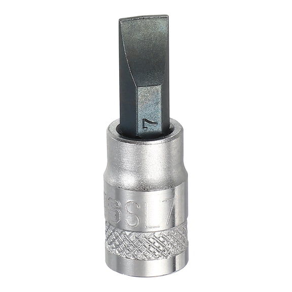 Uxcell Slotted Bit Socket 1/4" Drive SL7 S2 Steel Flat Head Screwdriver Drill Bits CR-V Steel Socket Adapter for Home Auto Axle Hex Nuts Bolts Repair