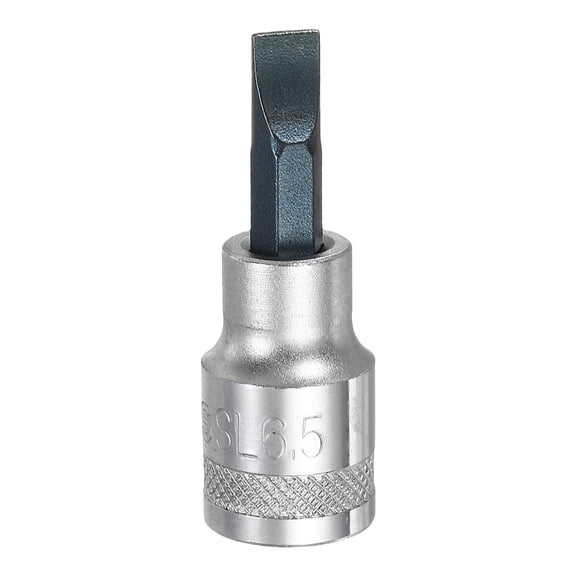 Uxcell Slotted Bit Socket 3/8" Drive SL6.5 S2 Steel Flat Head Screwdriver Drill Bits CR-V Steel Socket Adapter for Home Auto Axle Hex Nuts Bolts Repair