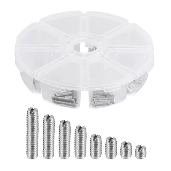 Uxcell Slotted Set Grub Screws, M3 Metric 304 Stainless Steel Flat Point Set Screw Assortment Kit 1set (100pcs)
