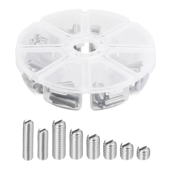 Uxcell Slotted Set Grub Screws, M5/M6 Metric 304 Stainless Steel Flat Point Set Screw 1set (50Pcs)