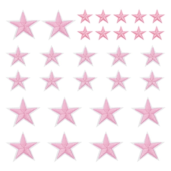 Uxcell Star Iron on Patches Embroidered Sew Patches 2.9/4.1/5.7x2.9/3.9/5.3cm Appliques Garment Embellishments for Clothing Repair Backpack Decoration Pink Pack of 30