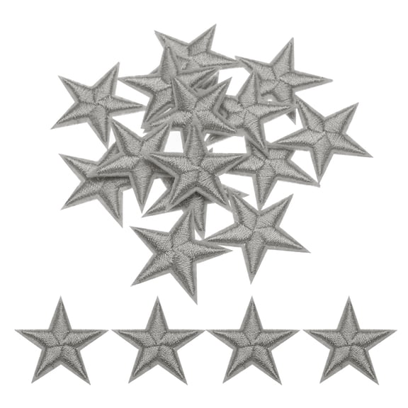 Uxcell Small 5 Star Iron on Patches Embroidered Sew Patches for Clothing 1.14x1.14" Pack of 15 Dark Grey