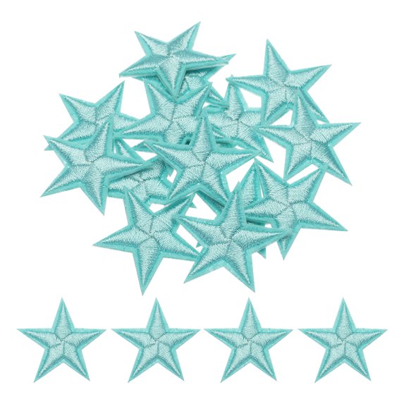Uxcell Small 5 Star Iron on Patches Embroidered Sew Patches for Clothing 1.14x1.14" Pack of 15 Light Blue