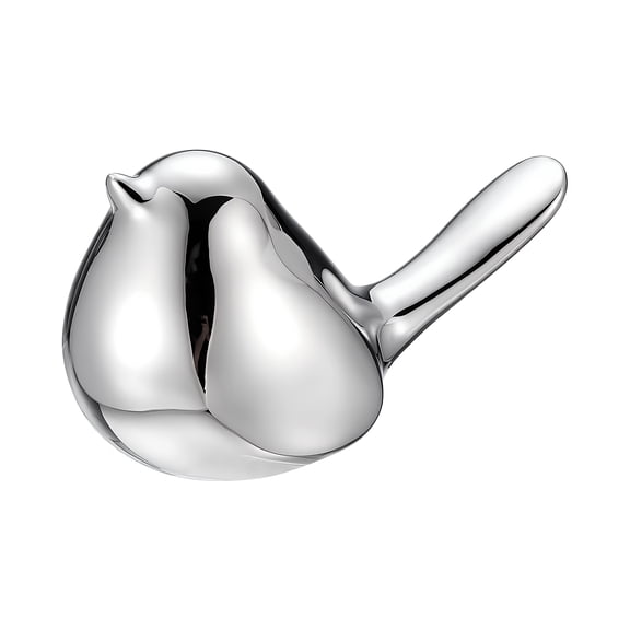 Uxcell Small Bird Statues, 3.4 Inch Ceramic Birds Figurines Bird Modern Home Decorative Small Animal Statues for Office Bookshelf Bedroom Living Room, Silver