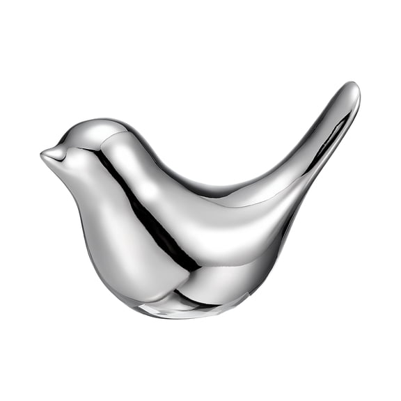 Uxcell Small Bird Statues, 3 Inch Ceramic Birds Figurines Bird Modern Home Decorative Small Animal Statues for Office Bookshelf Bedroom Living Room, Silver