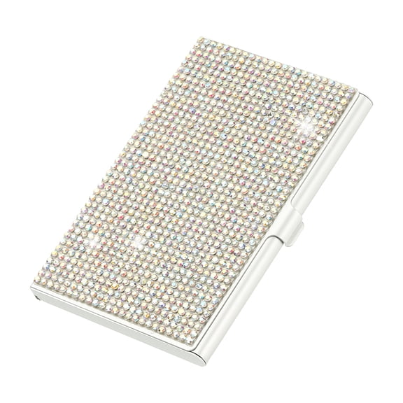 Uxcell Small Business Card Holder, Alloy Name Card Holder Bling Pocket Organizer Display, AB Color