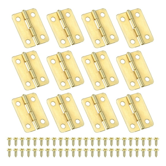Uxcell Small Butt Hinges 1 inch, Jewelry Box Hinge with Screw for Jewelry Wooden Boxes, Gold 12 Pack