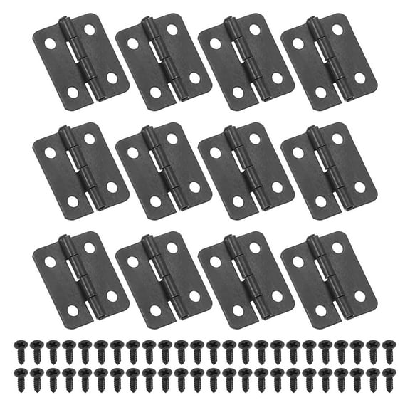 Uxcell Small Butt Hinges 3/4 inch, Jewelry Box Hinge with Screw for Jewelry Wooden Boxes, Black 12 Pack