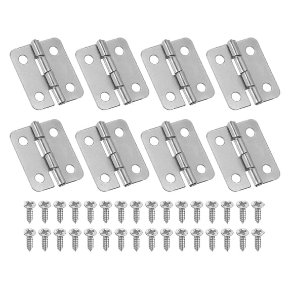 Uxcell Small Butt Hinges 0.7 inch Jewelry Box Hinge with Screw for Jewelry Wooden Boxes Silver 8 Pack