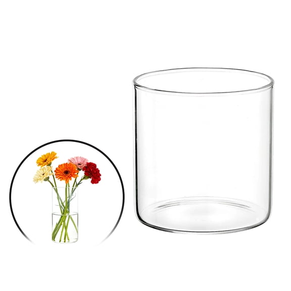 Uxcell Small Clear Cylinder Vases for Centerpiece 10oz, 3 Inch Tall Glass Flower Vase Floating Candle Holder for Bouquet Table Shelf Decor Home Wedding Party