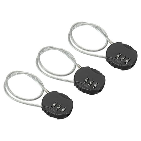 Uxcell Small Combination Lock 11.8 Inch, 3 Pack 3 Digit Padlock for Gym Locker, Black