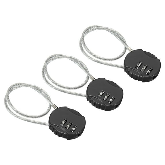 Uxcell Small Combination Lock 11.8 Inch, 3 Pack 3 Digit Padlock for Gym Locker, Black