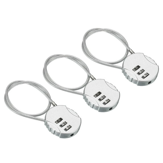 Uxcell Small Combination Lock 11.8 Inch, 3 Pack 3 Digit Padlock for Locker, Silver Tone