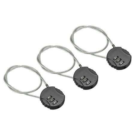 Uxcell Small Combination Lock 14.9 Inch, 3 Pack 3 Digit Padlock for Gym Locker, Black