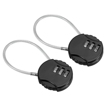 Uxcell Small Combination Lock 3 Digit Luggage Padlock with 4.7Wire for Backpack Gym Locker, Black 2 Pack