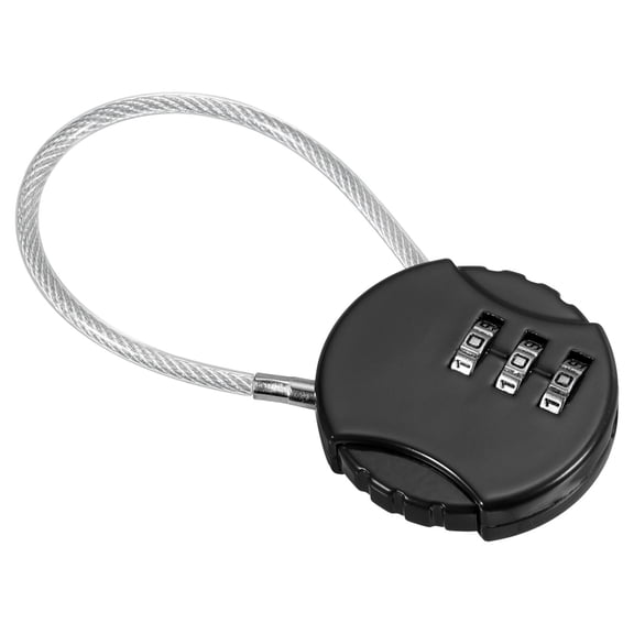Uxcell Small Combination Lock 3 Digit Luggage Padlock with 4.7Wire for Backpack Gym Locker, Black