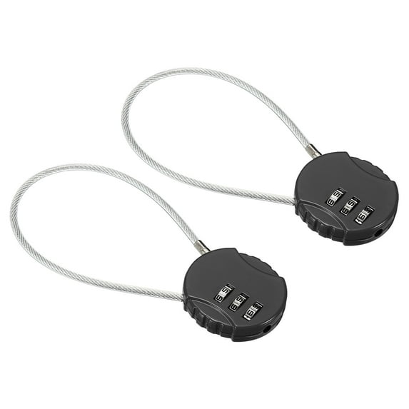 Uxcell Small Combination Lock 7.8 Inch, 2 Pack 3 Digit Padlock for Gym Locker, Black