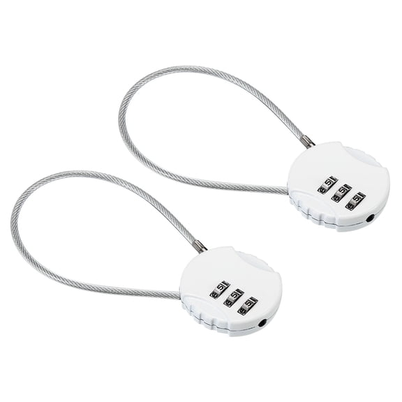 Uxcell Small Combination Lock 7.8 Inch, 2 Pack 3 Digit Padlock for Gym Locker, White