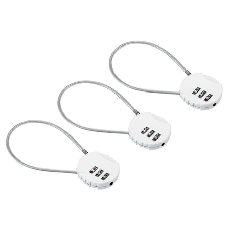 Uxcell Small Combination Lock 7.8 Inch, 3 Pack 3 Digit Padlock for Gym Locker, White