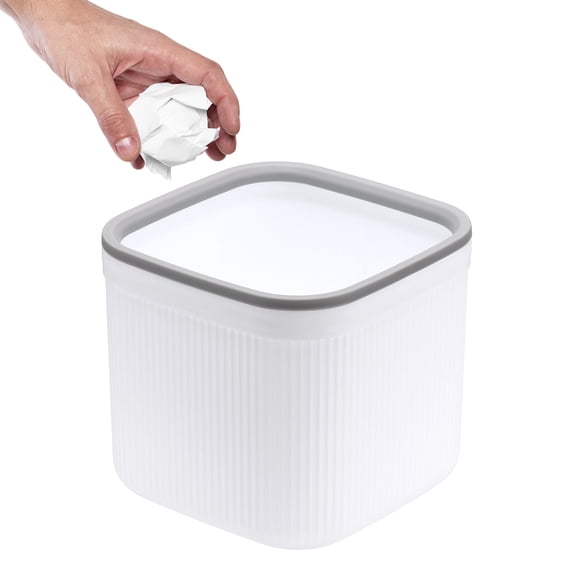 Uxcell Small Desktop Trash Can with Open Top, 5.8 Inch Compact Mini PP Wastebasket Garbage Can Trash Bin for Bathroom Office Coffee Bar Bedroom Countertop Wastebasket, White