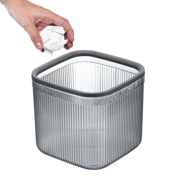 Uxcell Small Desktop Trash Can with Open Top, 5.8 Inch Compact Mini pp+pet Wastebasket Garbage Can Trash Bin for Bathroom Office Coffee Bar Bedroom Countertop Wastebasket, Gray