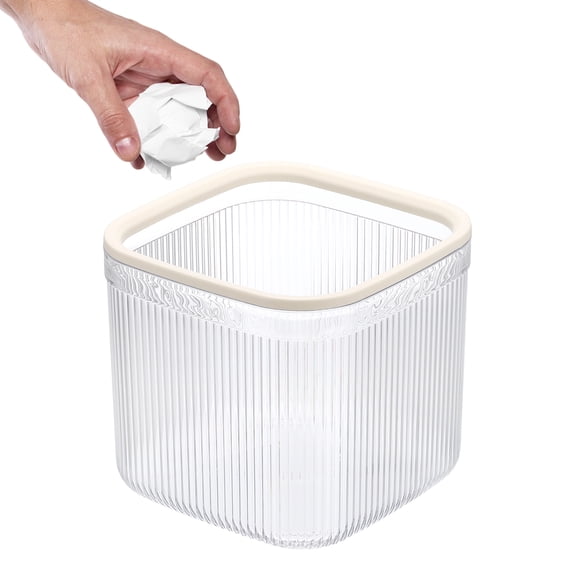 Uxcell Small Desktop Trash Can with Open Top, 5.8 Inch Compact Mini pp+pet Wastebasket Garbage Can Trash Bin for Bathroom Office Coffee Bar Bedroom Countertop Wastebasket, Transparent