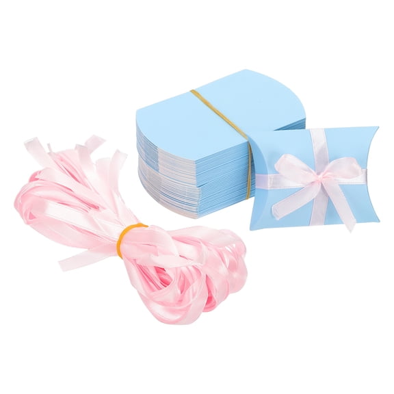 Uxcell Small Gift Boxes, 100 Pcs 3.5x2.5x1 Inch Pillow Boxes for Gifts and Treats, Light Blue