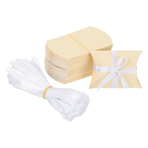 Uxcell Small Gift Boxes, 50 Pcs 3.5x2.5x1 Inch Pillow Boxes for Gifts and Treats, Beige