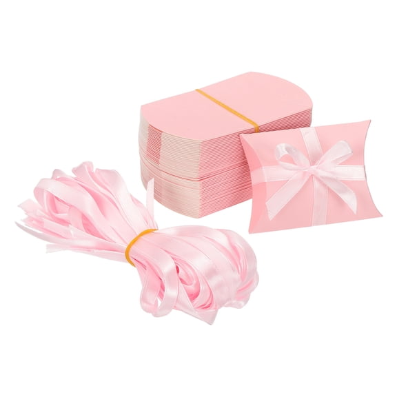 Uxcell Small Gift Boxes, 50 Pcs 3.5x2.5x1 Inch Pillow Boxes for Gifts and Treats, Pink