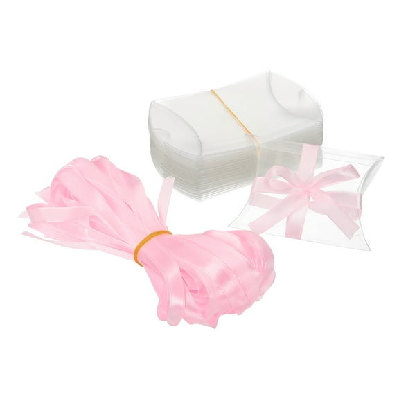 Uxcell Small Gift Boxes, 50 Pcs 3.5x2.5x1 Inch Pillow Boxes for Gifts and Treats, Transparent