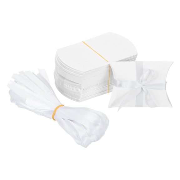 Uxcell Small Gift Boxes, 50 Pcs 3.5x2.5x1 Inch Pillow Boxes for Gifts and Treats, White